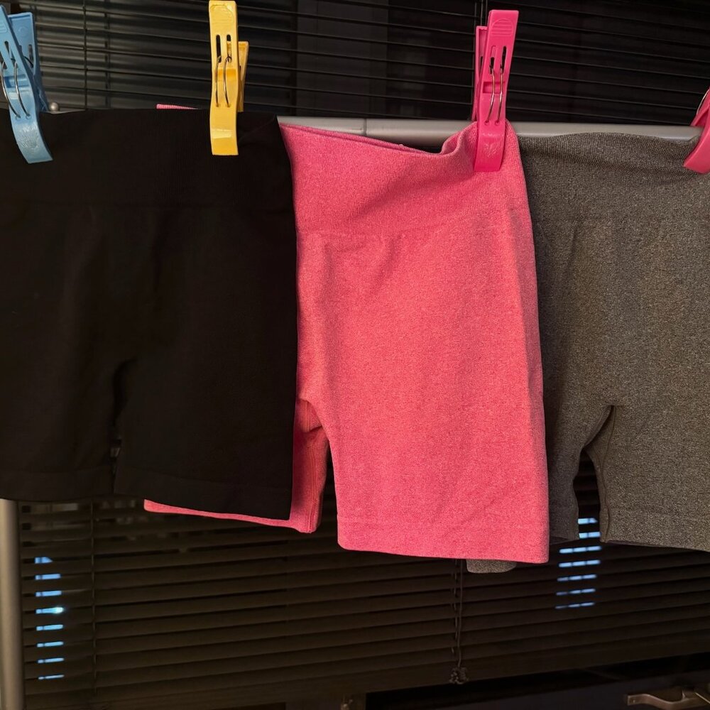 Set of 3 High Waist Workout Shorts Butt Lifting Tummy Control Ruched Yoga Shorts